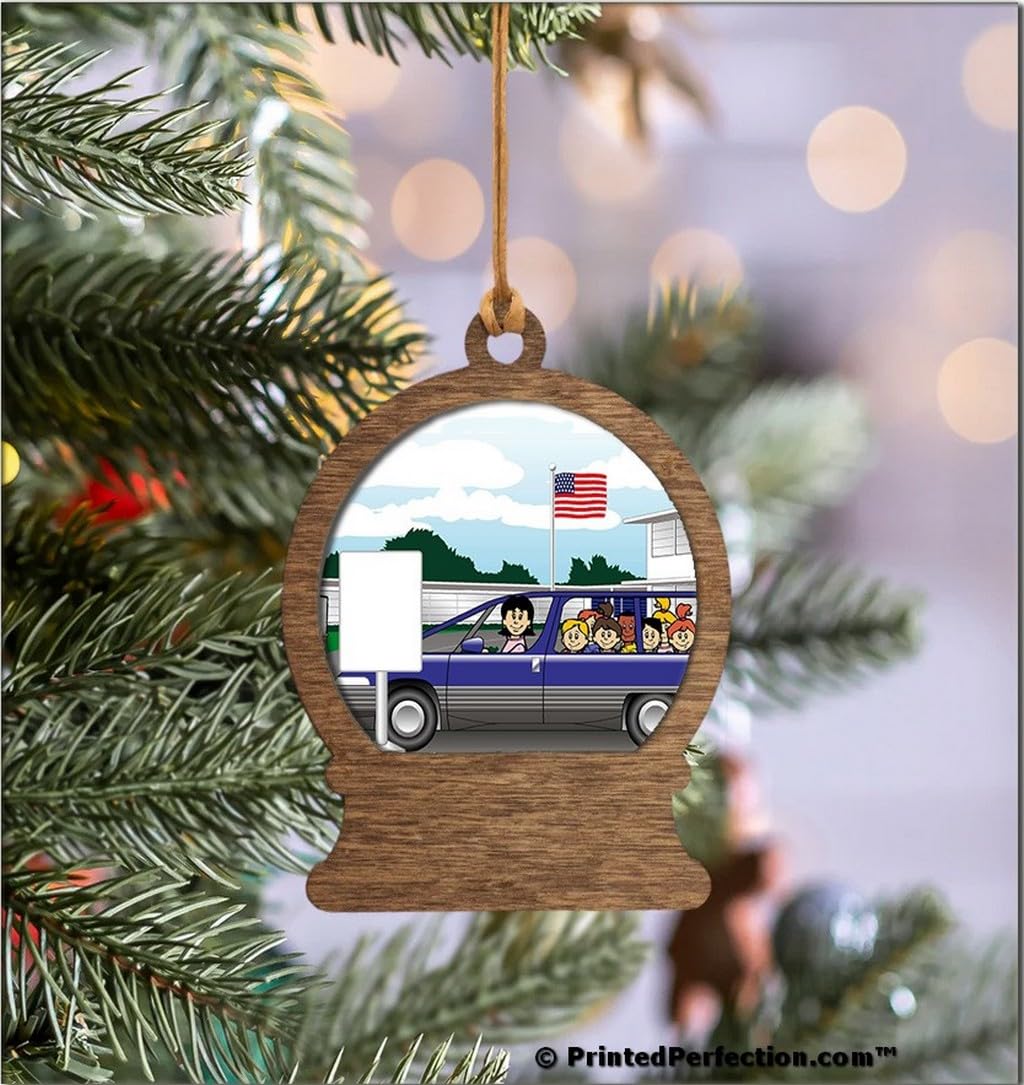 PrintedPerfection.com Personalized Mom's Taxi Female Wooden Snow Globe Shaped Christmas Ornament