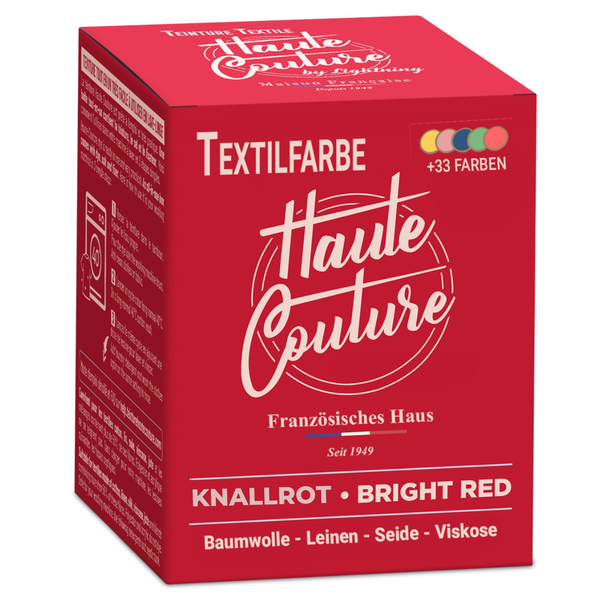 Haute Couture - Rot Textilfarbe - Knallrot - 350g - Alles-in-Einem - Gebrauchsfertig für Kleidung und Stoffe