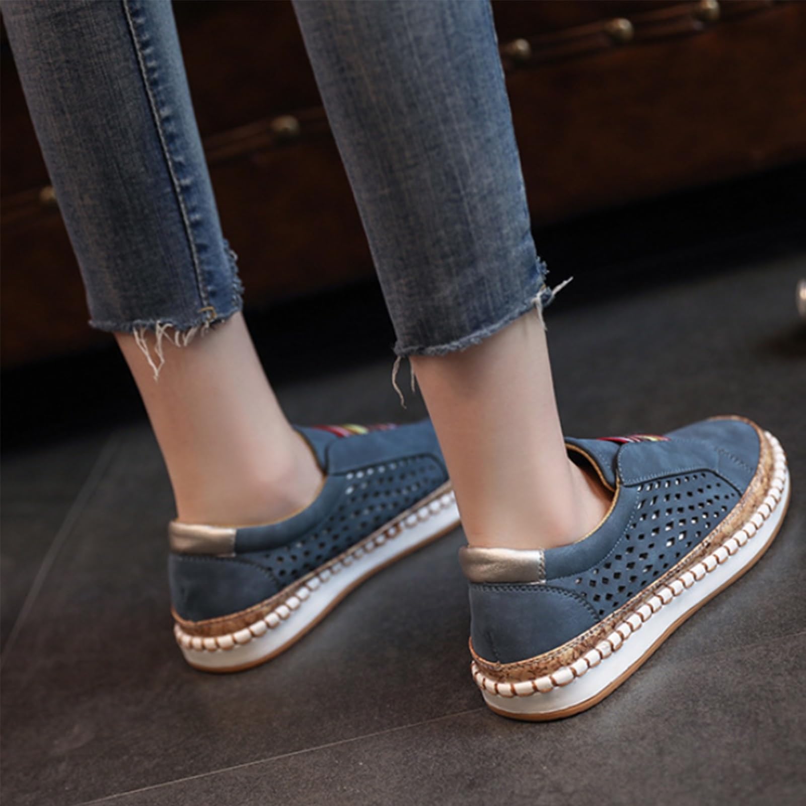 Plus Size Walking Sneakers Shoes For Elderly Women Wide Comfy Arch Support Orthopedic Arthritis Flat Oxfords Shoes