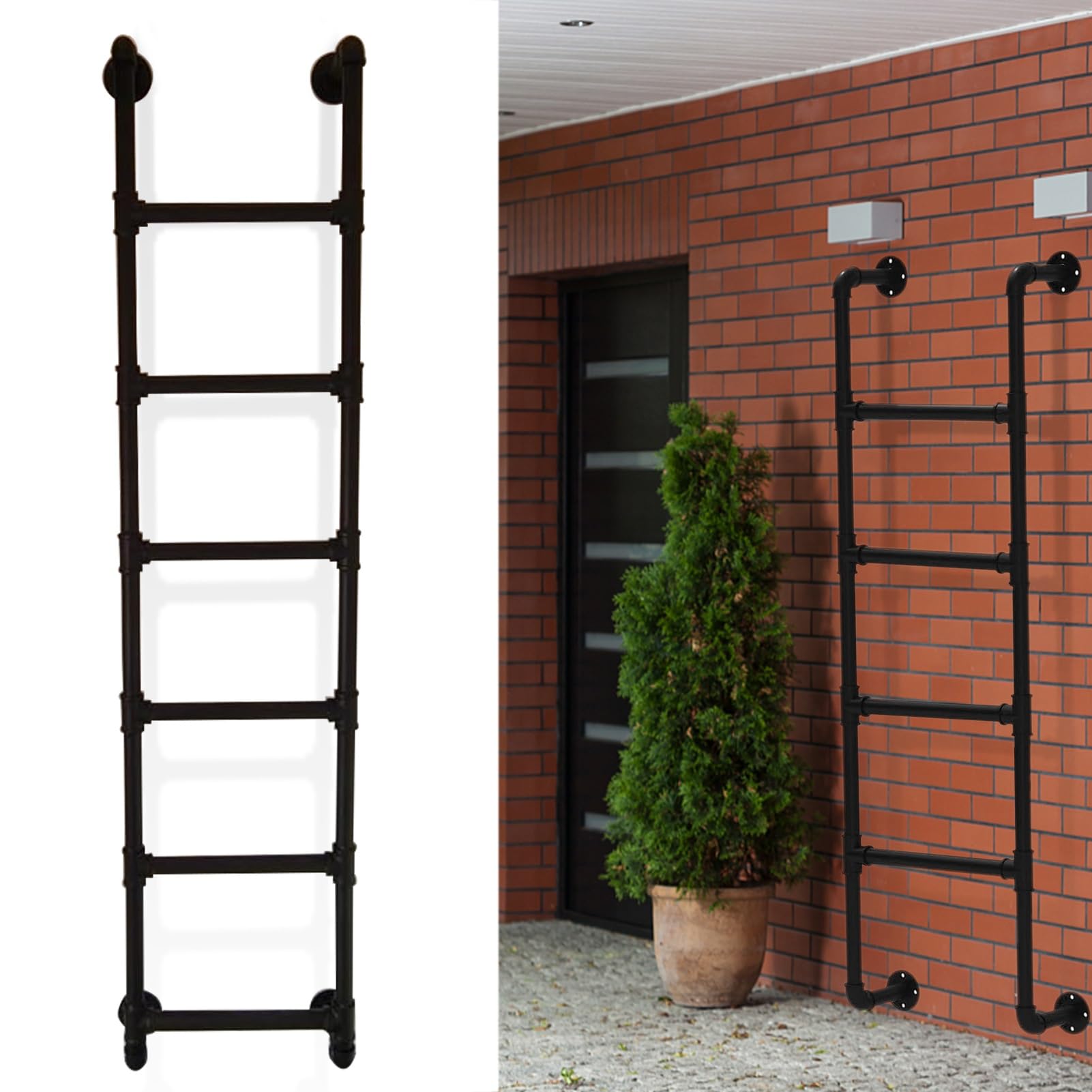 Échelle en métal noir de 220 cm sur mesure haute résistance 150kg