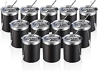 Vista 15 de MEWAY Paquete de 8 tazas de café de 12 onzas con tapa, taza de café reutilizable de acero inoxidable aislada, taza de café duradera de doble pared