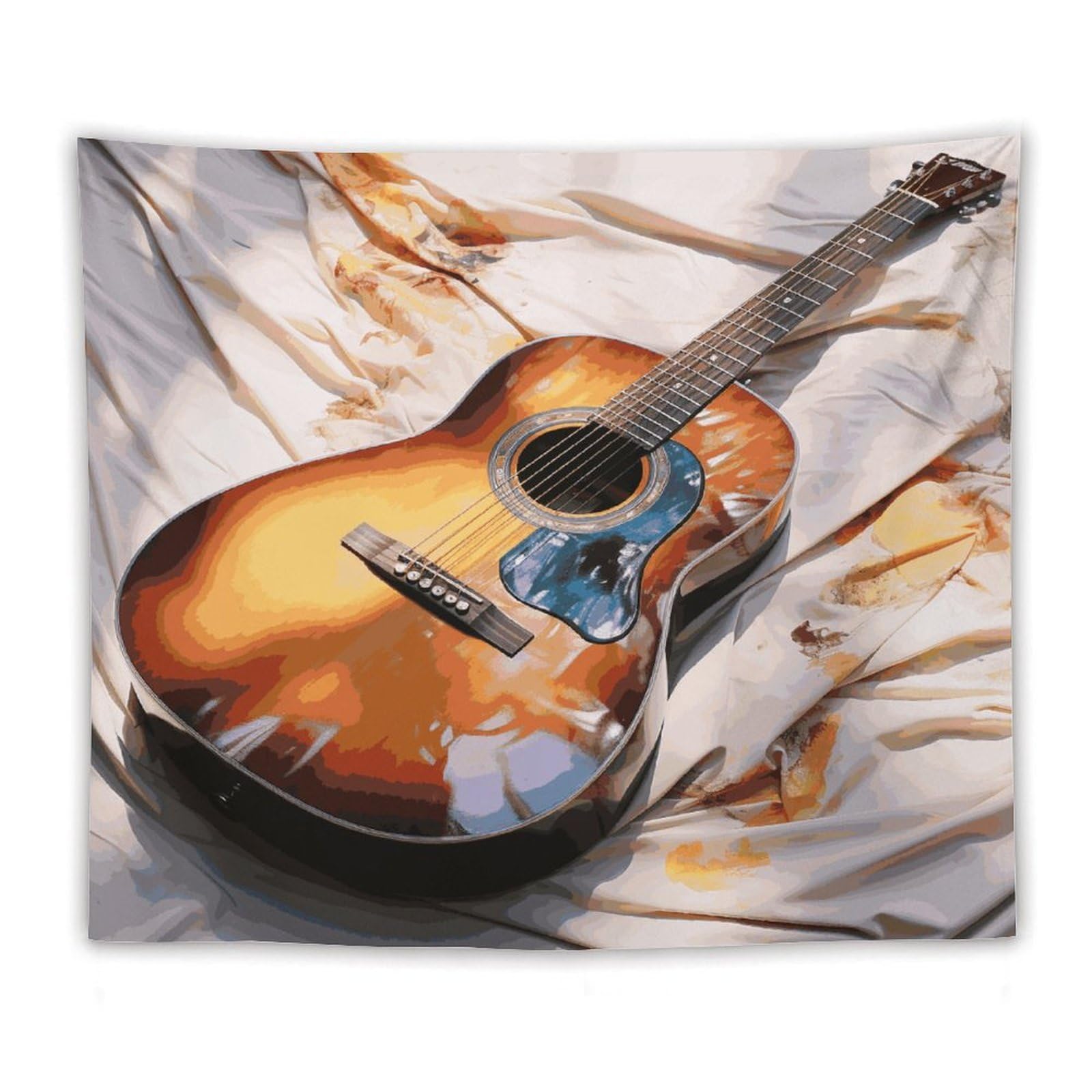 LDGSUPH Watercolor Acoustic Guitar Tapestry Wall Hanging Decor Anti-fading Aesthetic Wall Tapestries Fashion Wall Blanket Decor Modern Wall Art Tapestry for Bedroom Home Decor 50"x60"