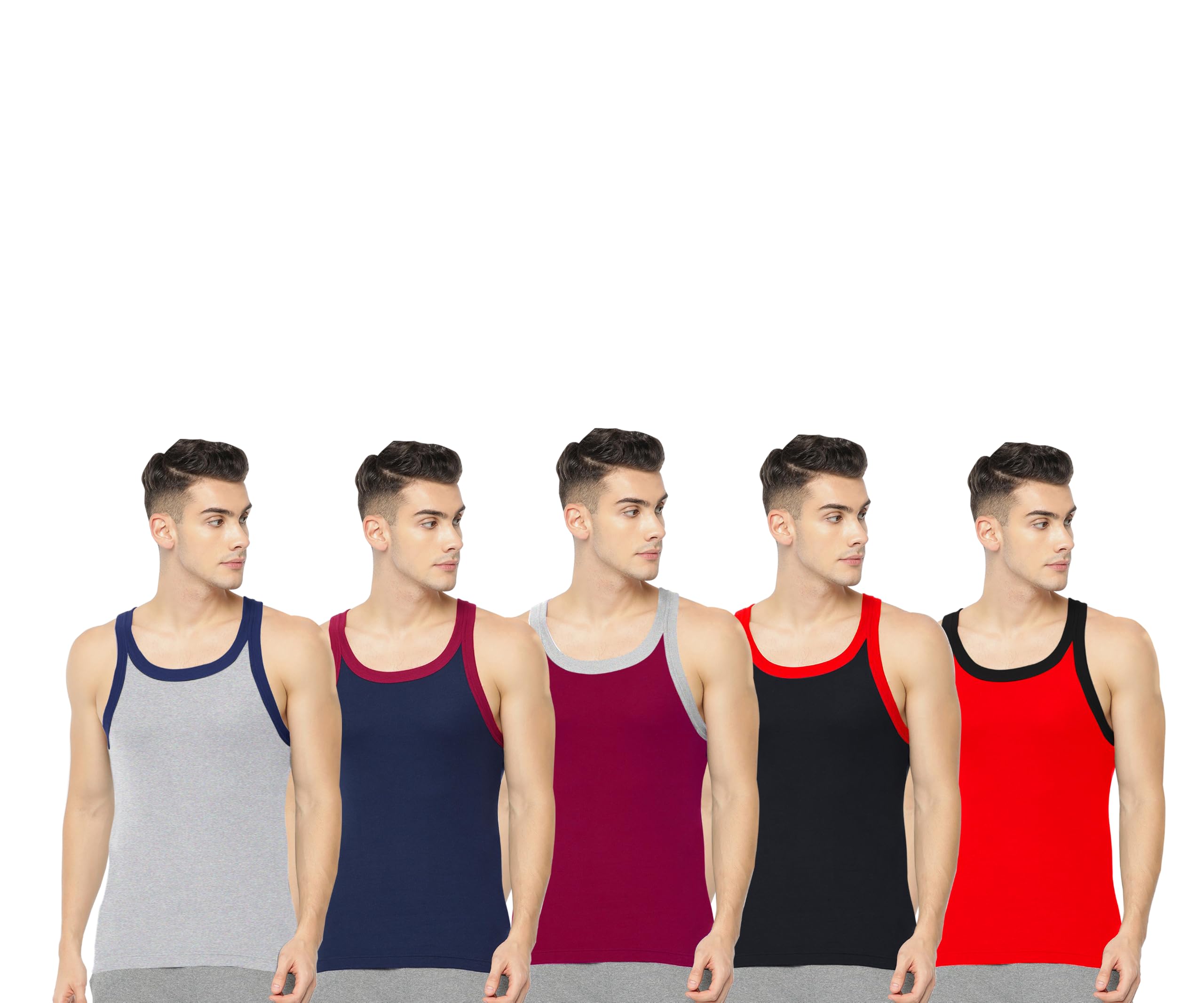 drako Men's 01 Gym Vest Pack of 5, 100% Cotton-picture-13