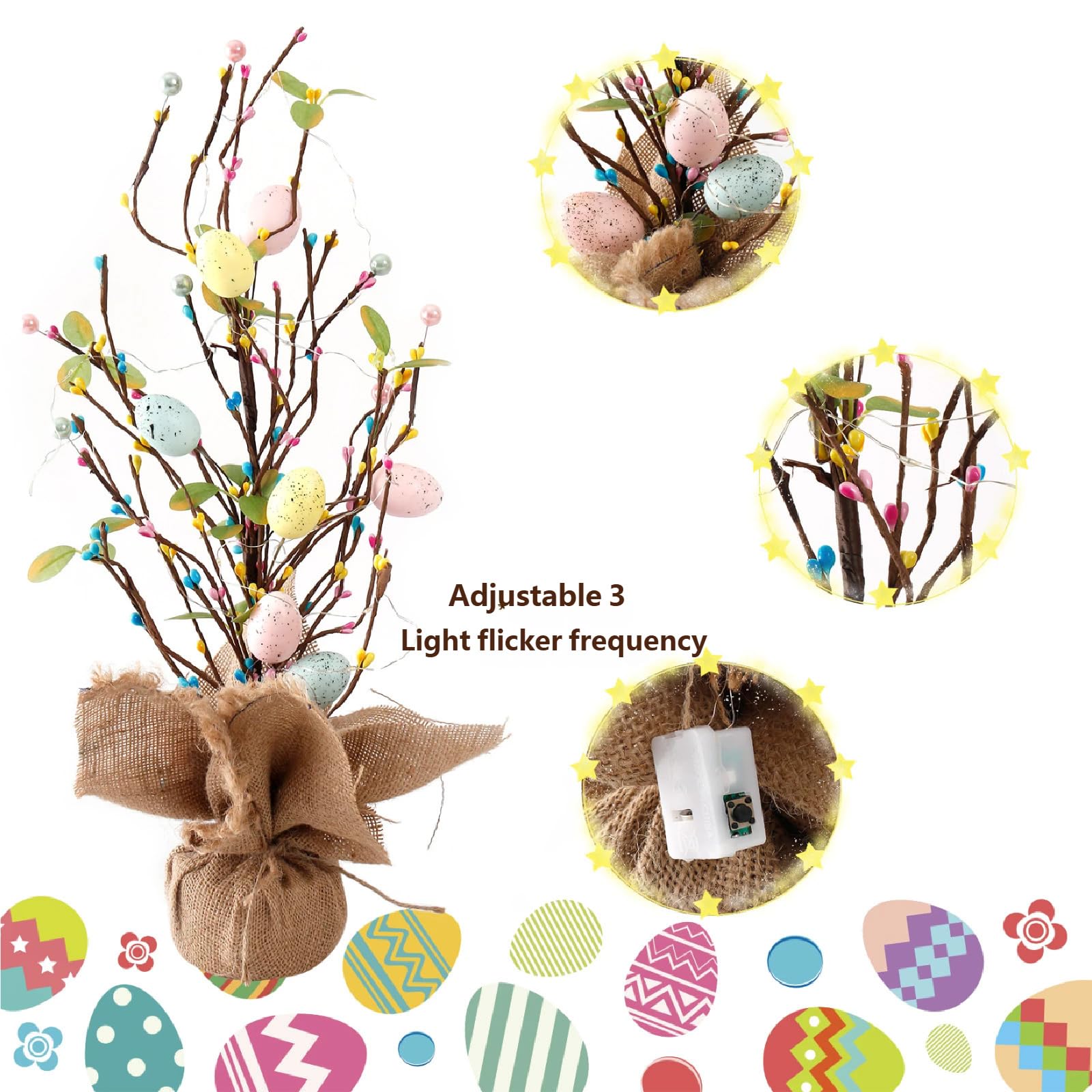 Decorazioni festive riciclabili Uova di Pasqua illuminate pianta adatta per Natale ed eventi a tema che creano un piacere festival con la luce del tocco