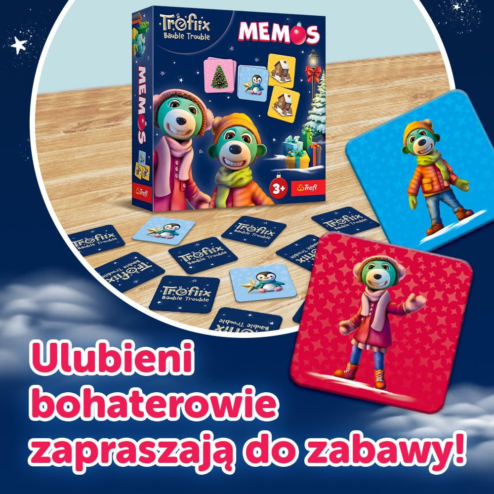 Trefl - The Treflik Family: Treflix Bauble Trouble, Memos - Gra Pamięciowa dla Maluchów, Memory z Bohaterami Bajki Trefliki Ratują Święta, dla Dzieci od 3 lat