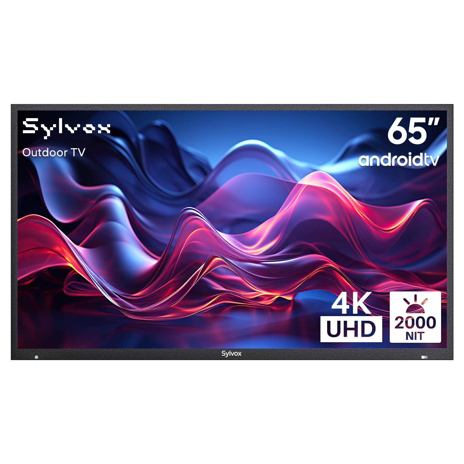 SYLVOX Outdoor TV, 4K UHD 65 Inch Smart TV, IP55 Waterproof 2000 nits Brightness for Full Sun, Outdoor Television for Outside Pool Garden, Android OS with Voice Assistant & Screen Cast (Pool Pro)