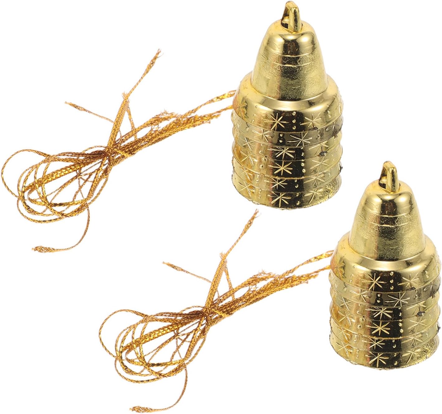HEMOTON 120pcs Christmas Golden Bells Hanging Ornaments, 3cm Plastic Xmas Tree Decorations, Vintage Jingle Bell Charms for Holiday Party Props and DIY Craft Supplies