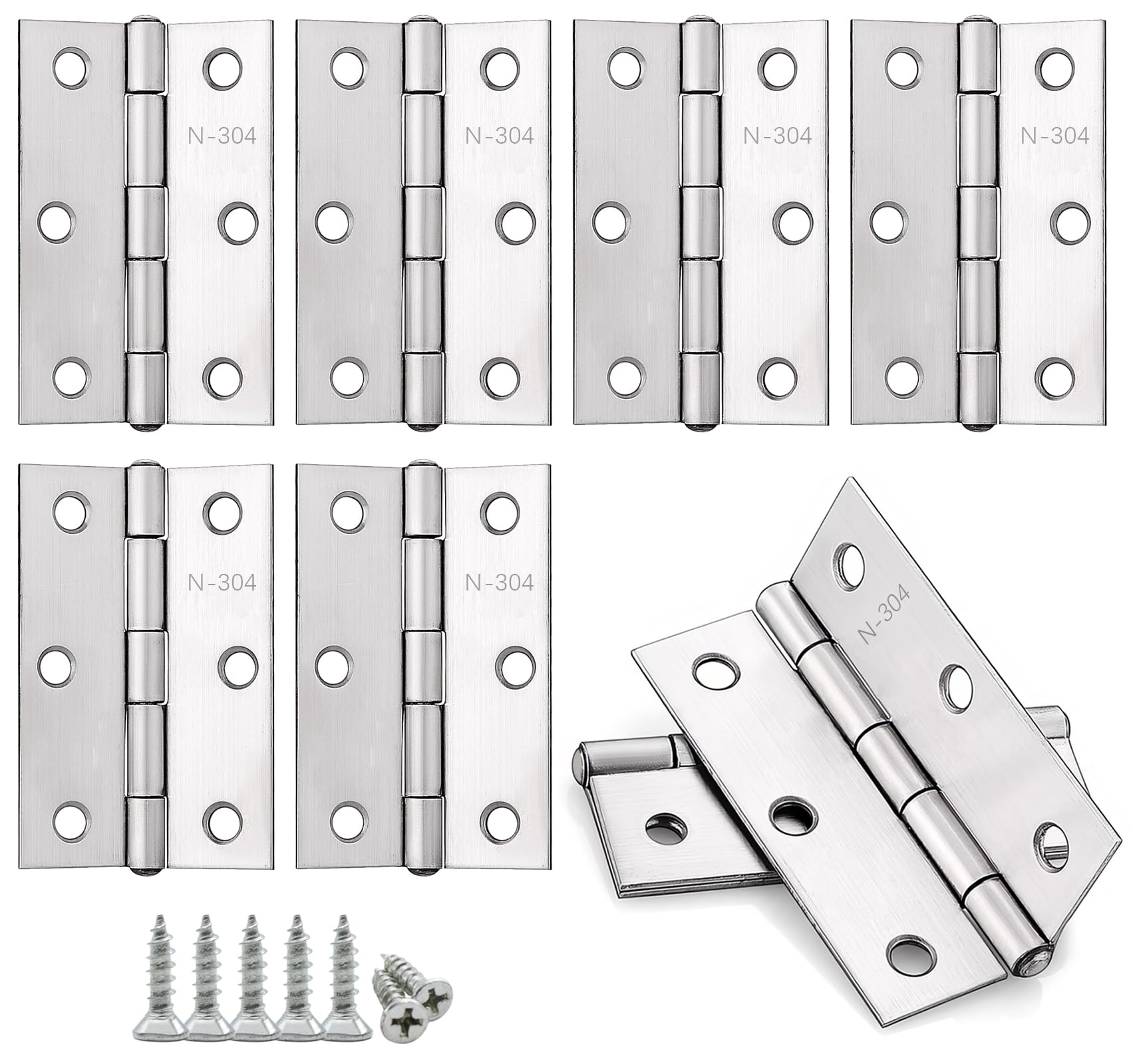 Anstore 8 Pezzi Cerniere Pieghevoli 75x50x1,2mm Acciaio Inox, Cerniere per Porte e Finestre