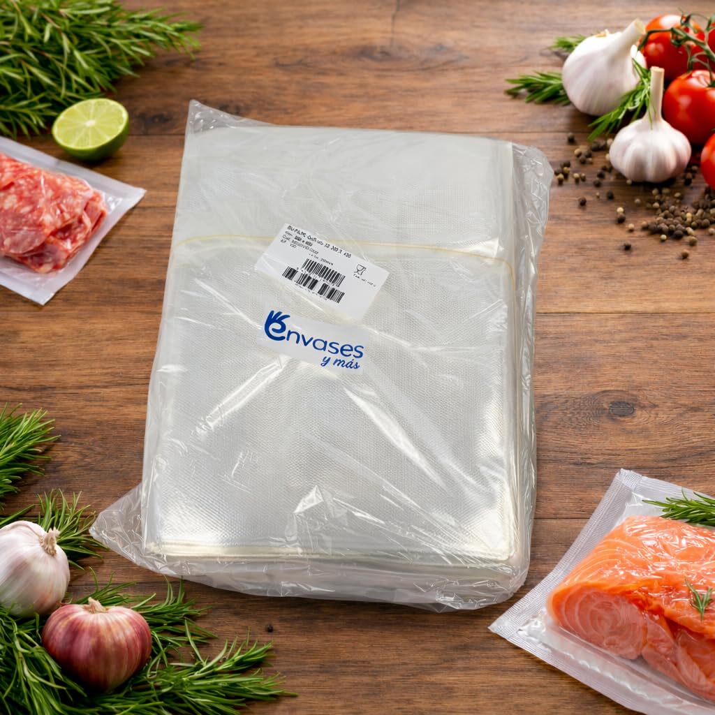 Envases y Más Bolsa De Vacío Gofrada Para Alimentos Compatible Con Máquinas De Envasado Domésticas Sellado Hermético Alta Resistencia Apto Sous Vide Y Conservación Prolongada (150/250 mm 100 Bolsas) — view 3
