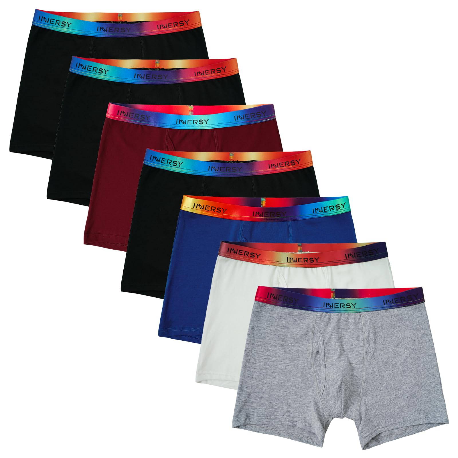 INNERSY Boys Boxer Briefs Cotton Breathable Underwear for 8-18 Teens 7 Pack