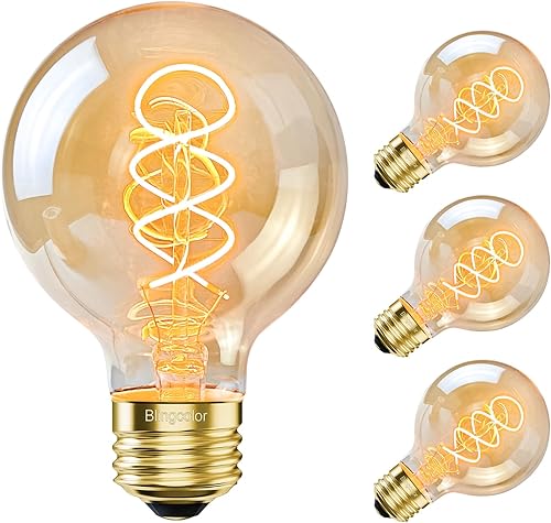 Bombillas LED Edison vintage regulables equivalentes a 60 W, base E26 G25G80 6 W LED ámbar cálido 2200K Edison bombilla de luz Edison, paquete de 4