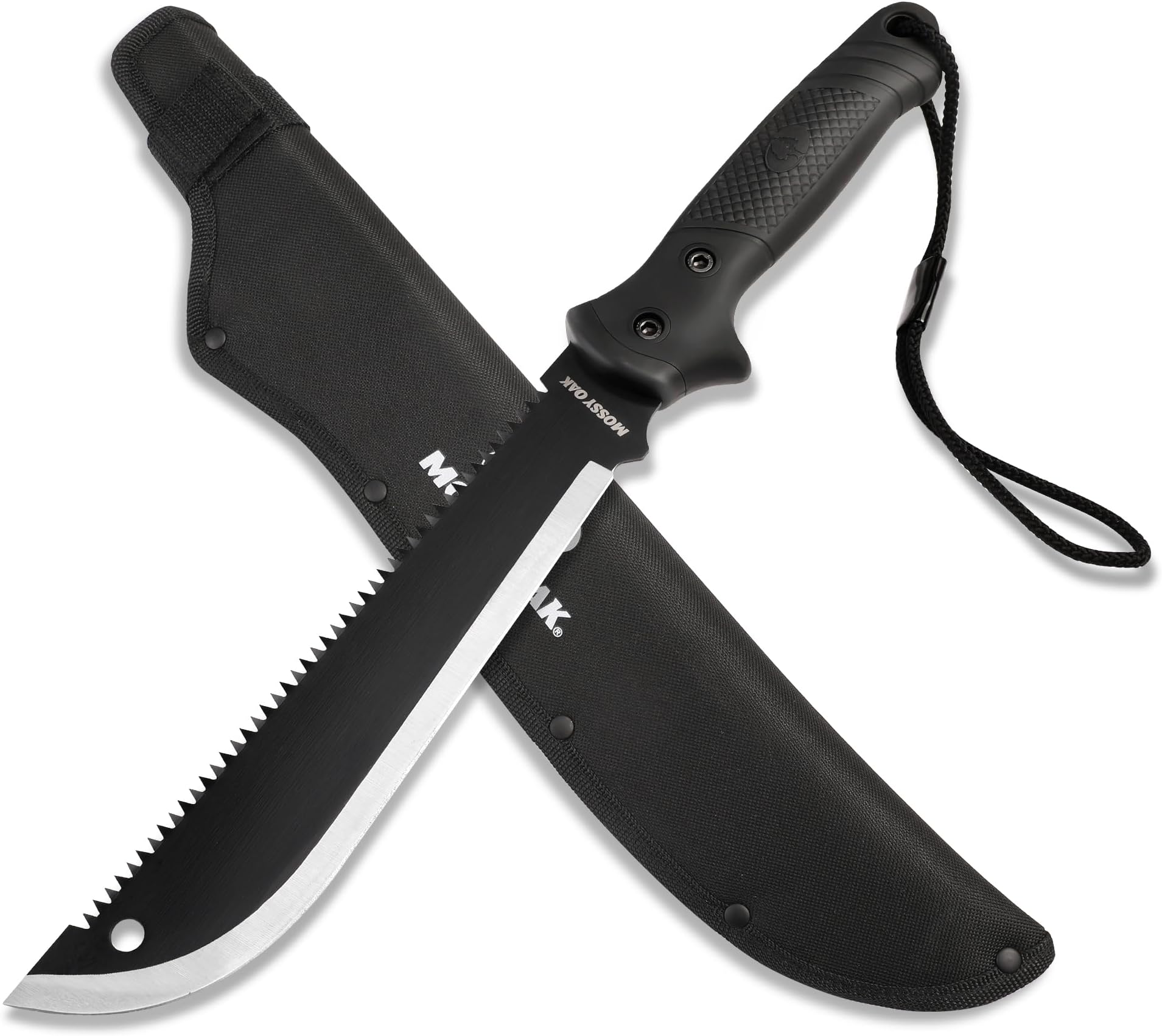 Machete with Saw, 19" Sharp Machete with Sheath, Ergonomic No-Slip Handle, Machetes for Bushcraft, Outdoor Hunting, Garden Cutting Trees and Yard Work