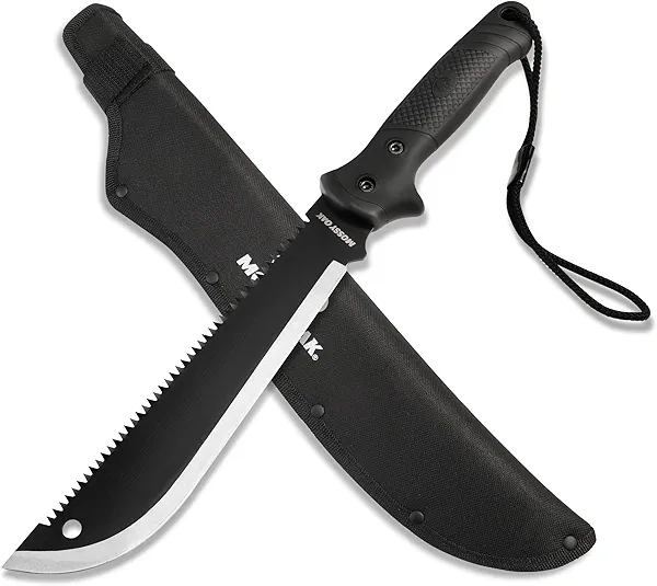 MOSSY OAK Machete with Saw, 19" Sharp Machete with Sheath, Ergonomic No-Slip Handle, Machetes for Bushcraft, Outdoor Hunting, Garden Cutting Trees and Yard Work