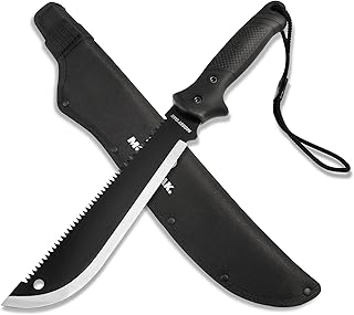 MOSSY OAK Machete with Saw, 19" Sharp Machete with Sheath, Ergonomic No-Slip Handle, Machetes for Bushcraft, Outdoor Hunting, Garden Cutting Trees and Yard Work - Mossy Oak