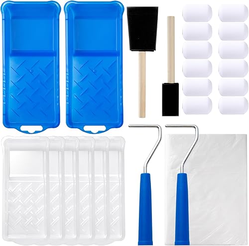 Mister Rui Kit de rodillos de pintura, paquete de 25, rodillo de pintura de espuma de 2 pulgadas, rodillos de pintura pequeños, revestimientos de