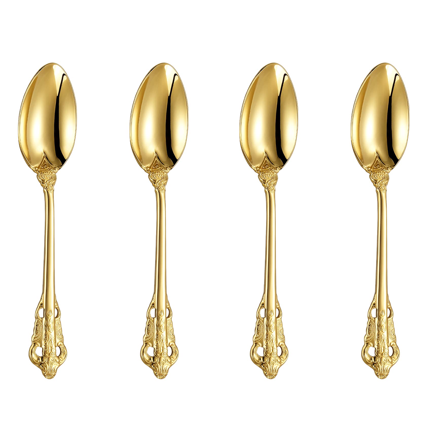 KEAWELLLuxury 6.3" Teaspoons, 18/10 Stainless Steel, Gorgeous Small Spoons, Stirring, Mixing, Sugar, Cake, Dessert Spoons, Mini Antipasto spoons (Gold)