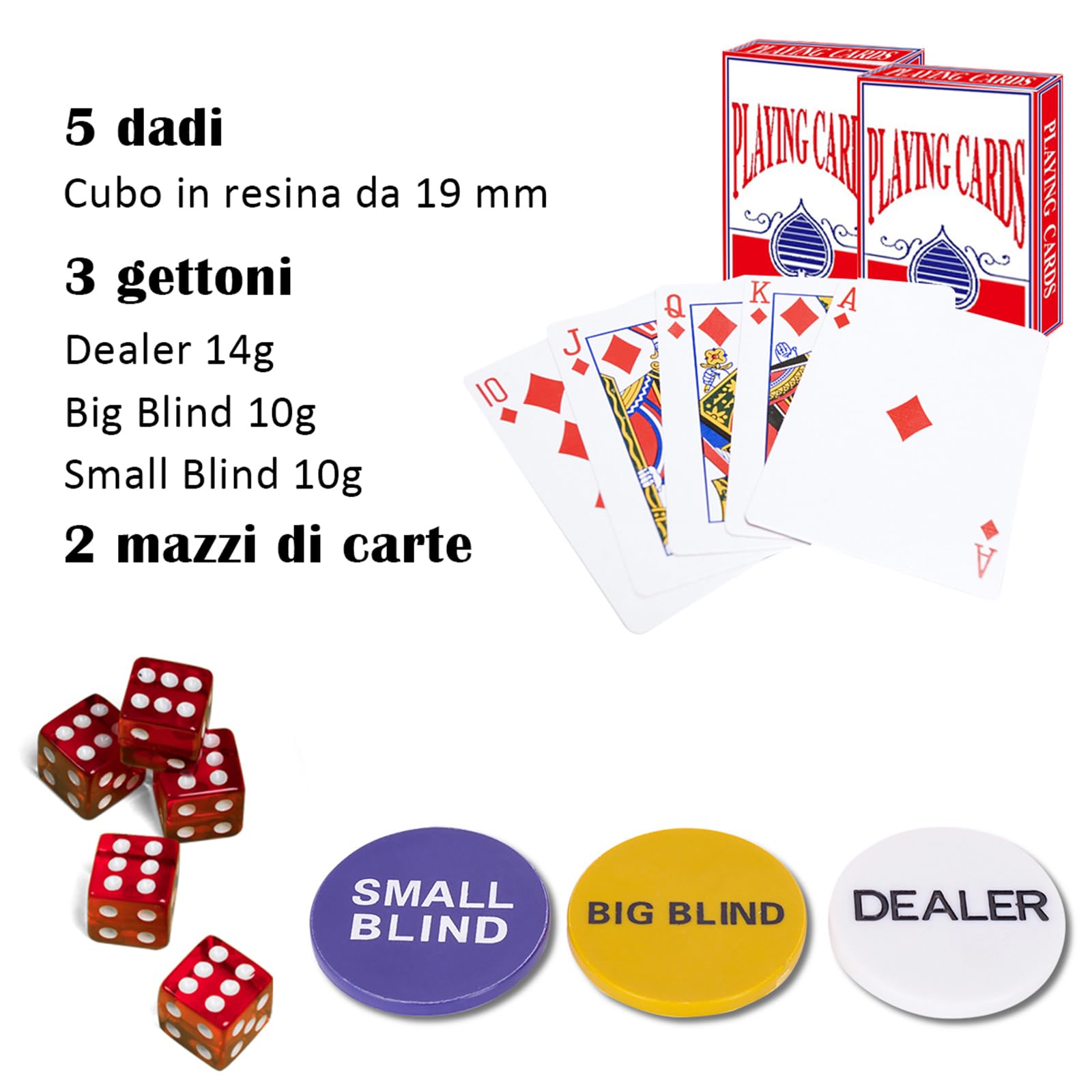 COSTWAY Set da Poker Completo, 500 Fiches, 2 Mazzi di Carte, 5 Dadi, 3 Bottoni Dealer, 1 Tappetino, con Valigia (Valigia Nera)