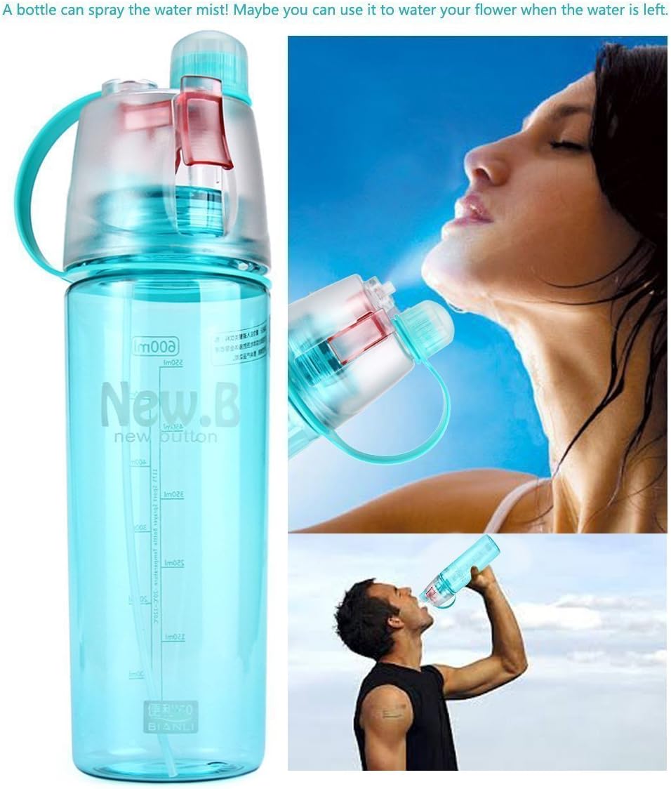 Saysha Water Mist Spray Water Bottle 600 ml Plastic Sports Spray Water Bottle for Outdoor Bicycle Cycling Sports Gym Drinking Bottles