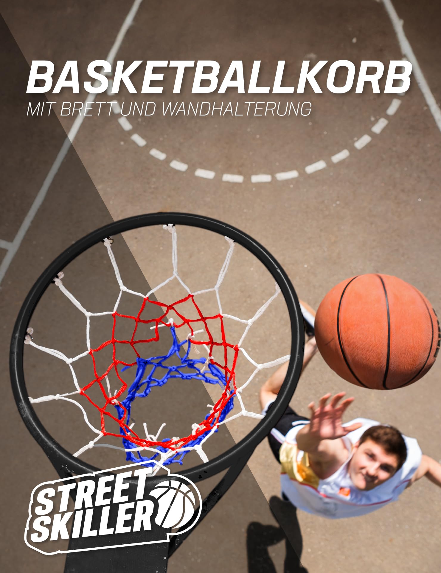 STREET SKILLER Canestri da Basket, Cestino Pallacanestro con Supporto a Parete