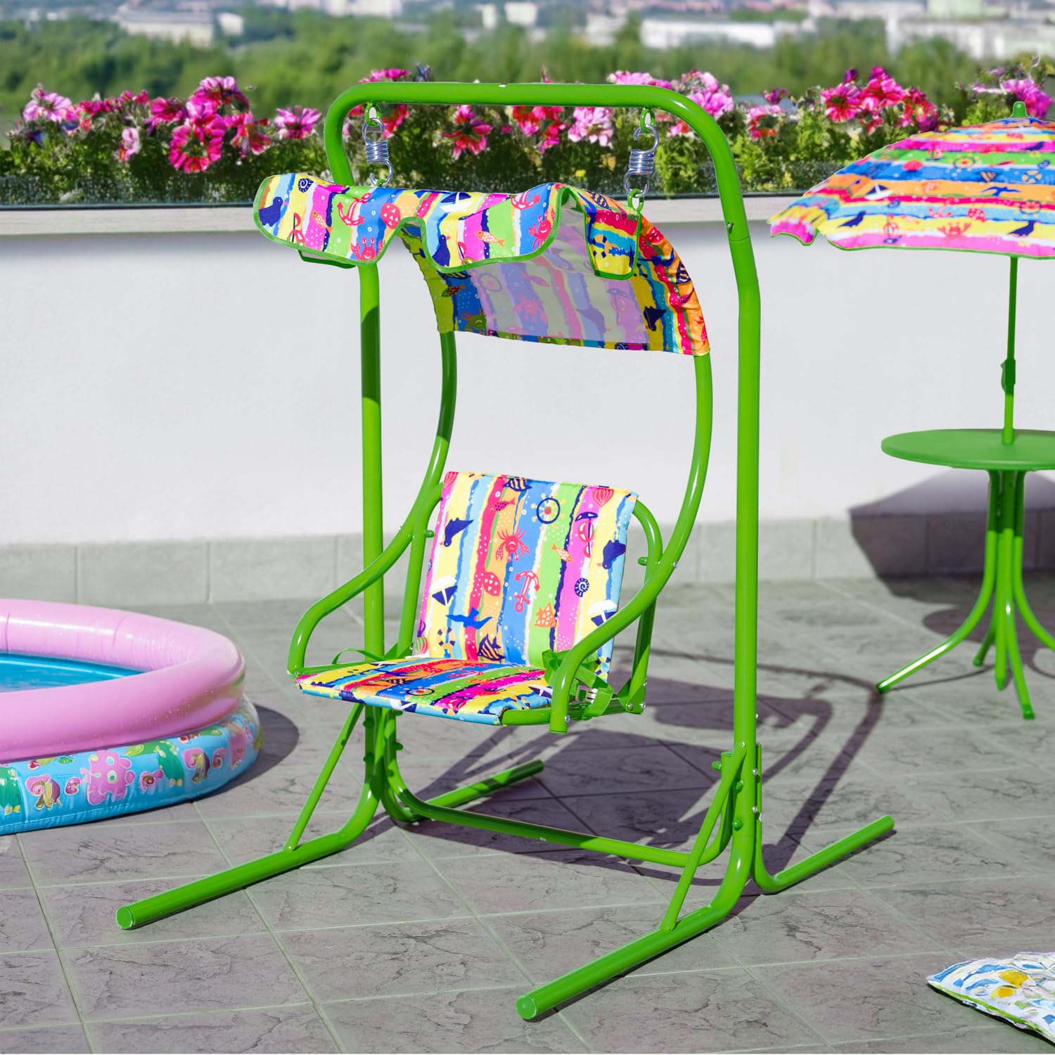Dondolo bambini verde decori mare