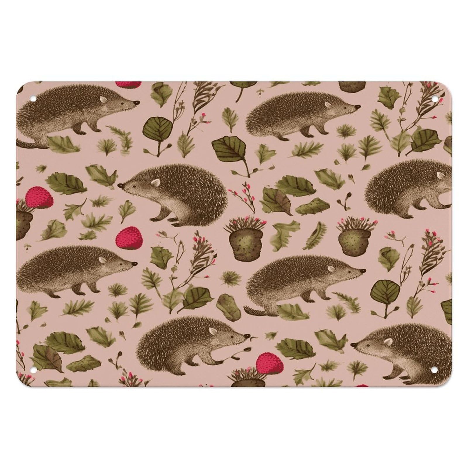 Btcowzrv Style Hedgehog Print Metal Sign, 5.5" X 7.9" Tin Wall Decor, Wall Art Plaques For Home Wedding Decor Room Living Room Decoration