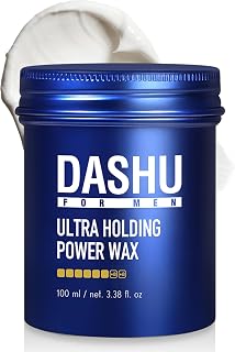 DASHU Ultra Holding Power Men's Hair Wax - Strong Matte Hold, Collagen & Argan Oil, 24Hr Frizz Control, Easy Wash 3.38oz