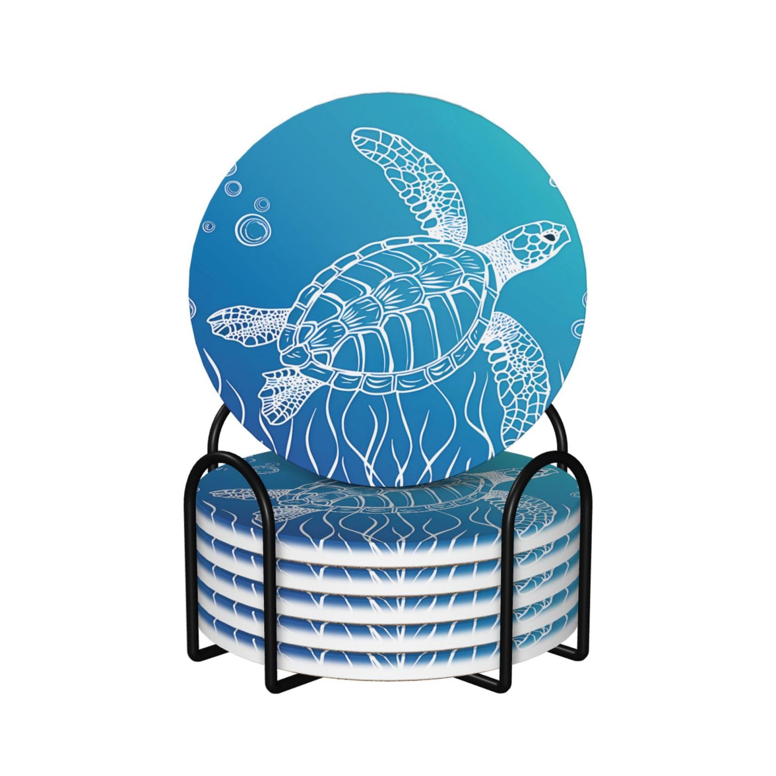 Dessous de verre en céramique motif tortue protection table cuisine
