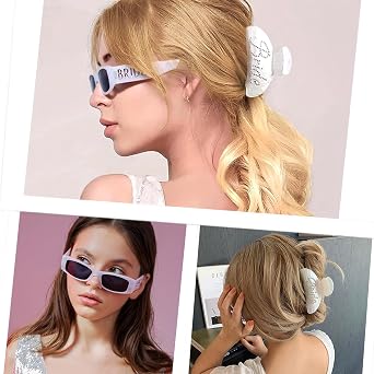 SHENYI Bride Sunglasses and Bride Claw Clip - Bachelorette Party Set | White Marble Sparkle Sunnies, Beach Decor, Bridesmaid Shower Photo Props, Night Out Favors