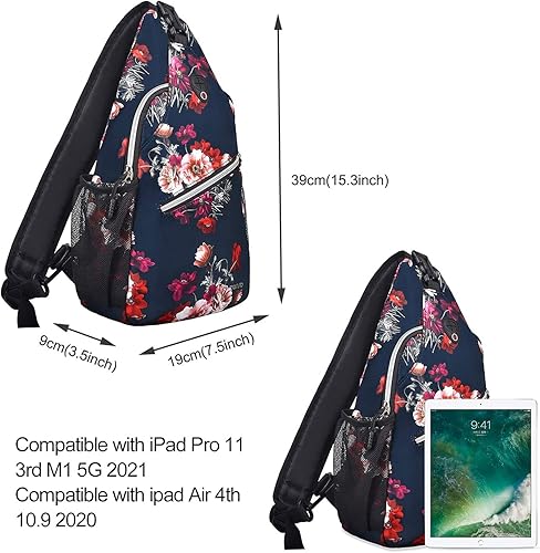 Miniatura 3 de Mochila bandolera MOSISO, mochila de viaje, senderismo, de un día, de algodón rosa, mochila de hombro, azul, mediano