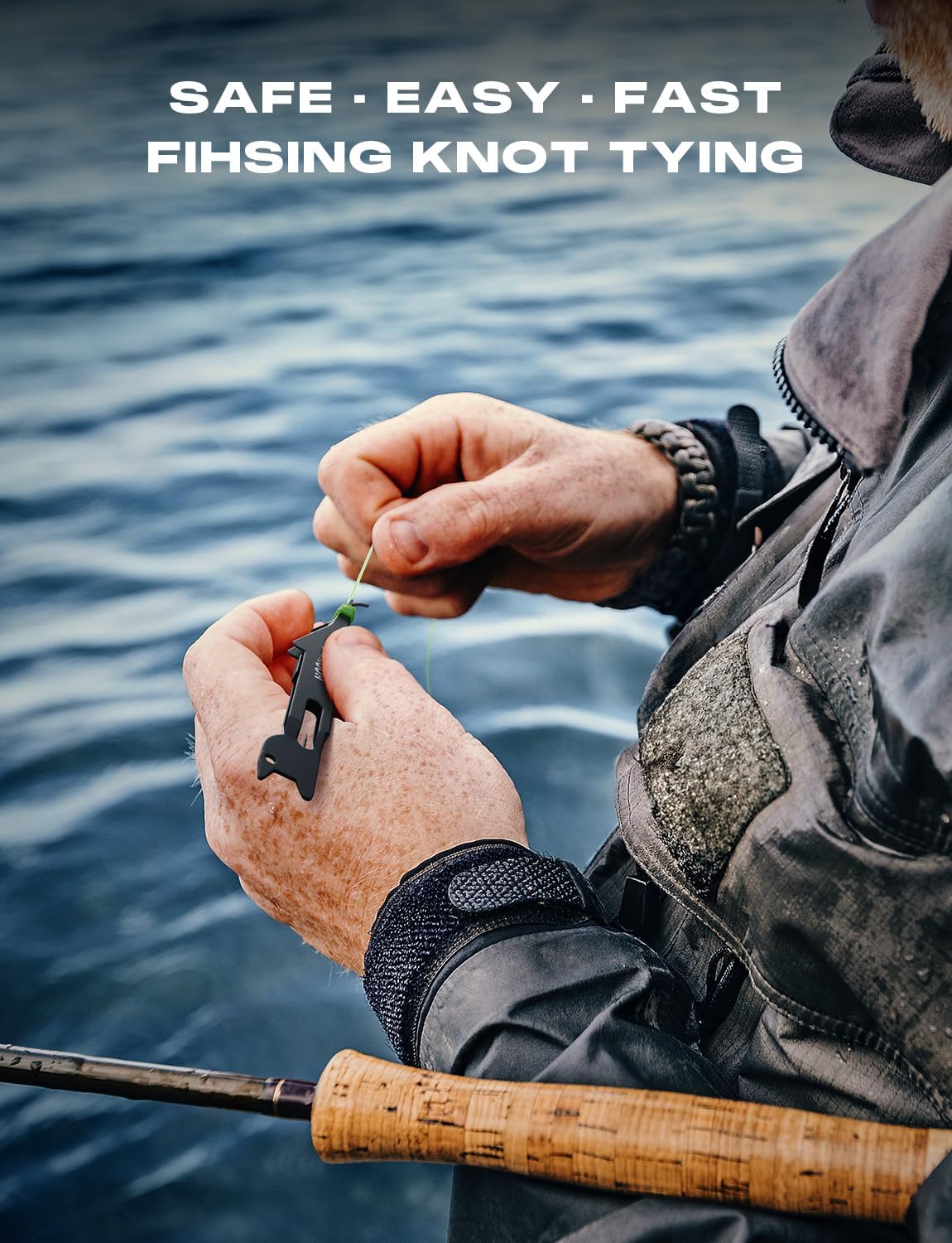 HOOK-EZE 3-in-1 Fishing Line Cutter, Fly Fishing Nippers with Retractors and Knot Tying Tool Accessories