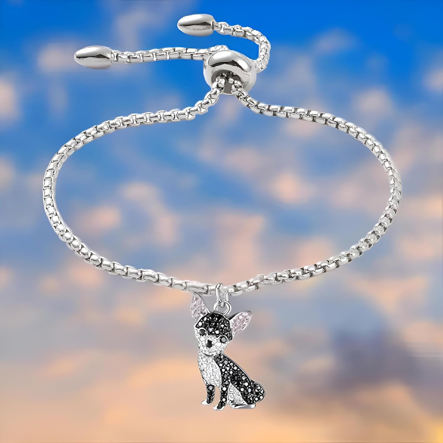 Dog Lovers' Bracelet - Adjustable Dog Charm Bracelet, 9.84 inch Chain Length, Different Breeds of Dogs, Synthetic Black and White Zirconia Accented, Schnauzer, Pug, Corgi, Maltese, and more! Trendy Stainless Steel Chain, Fashion Themed Jewelry Accessory for Men or Women, Pet Lover Gift for Birthday and Holiday, Durable and Long-Lasting, Hypoallergenic and Nickel-Free, Everyday Wear - Image 5