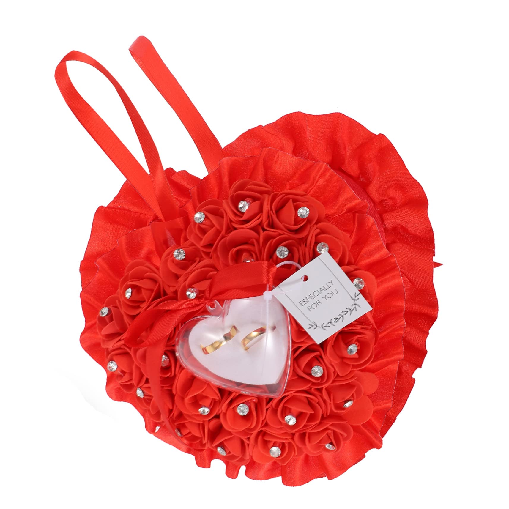 Homoyoyo Bridal Ring Pillow Heart Shape Box Wedding Accessory Fine Workmanship Suitable for Home Wedding Valentine's Day Lightweight Portable