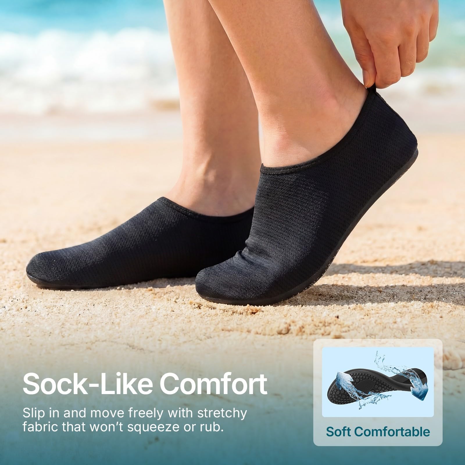 ATHMILE Chaussures Aquatiques pour Femmes et Hommes - Chaussettes Aquatiques à séchage Rapide - pour la Natation, la Plage, Le Yoga - Accessoires de Sport - Accessoires de Sport - Piscine - Camping -