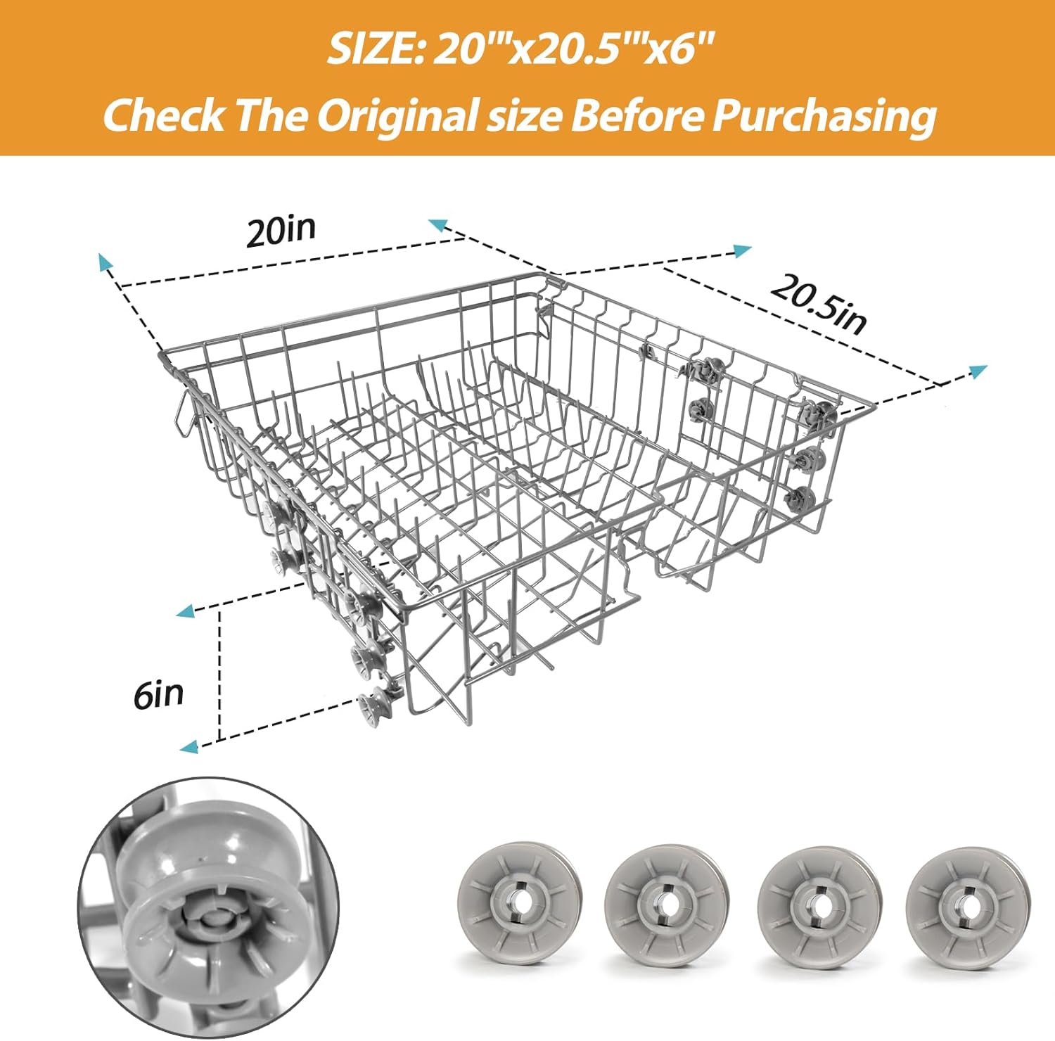 【2025】Dishwasher DD82-01385B A/S Assembly-Middle Dishrack (20.5 * 20 * 6in), Center Dishrack (dishrack with rack wheels) - Fit for Samsung Dishwasher Parts DW80R2031/DW80M2020US Series