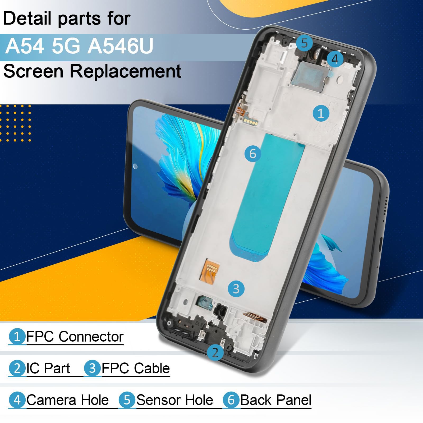 1. OEM Qualität A54 LCD Display Austausch mit Klebstoff und Reparaturwerkzeugen