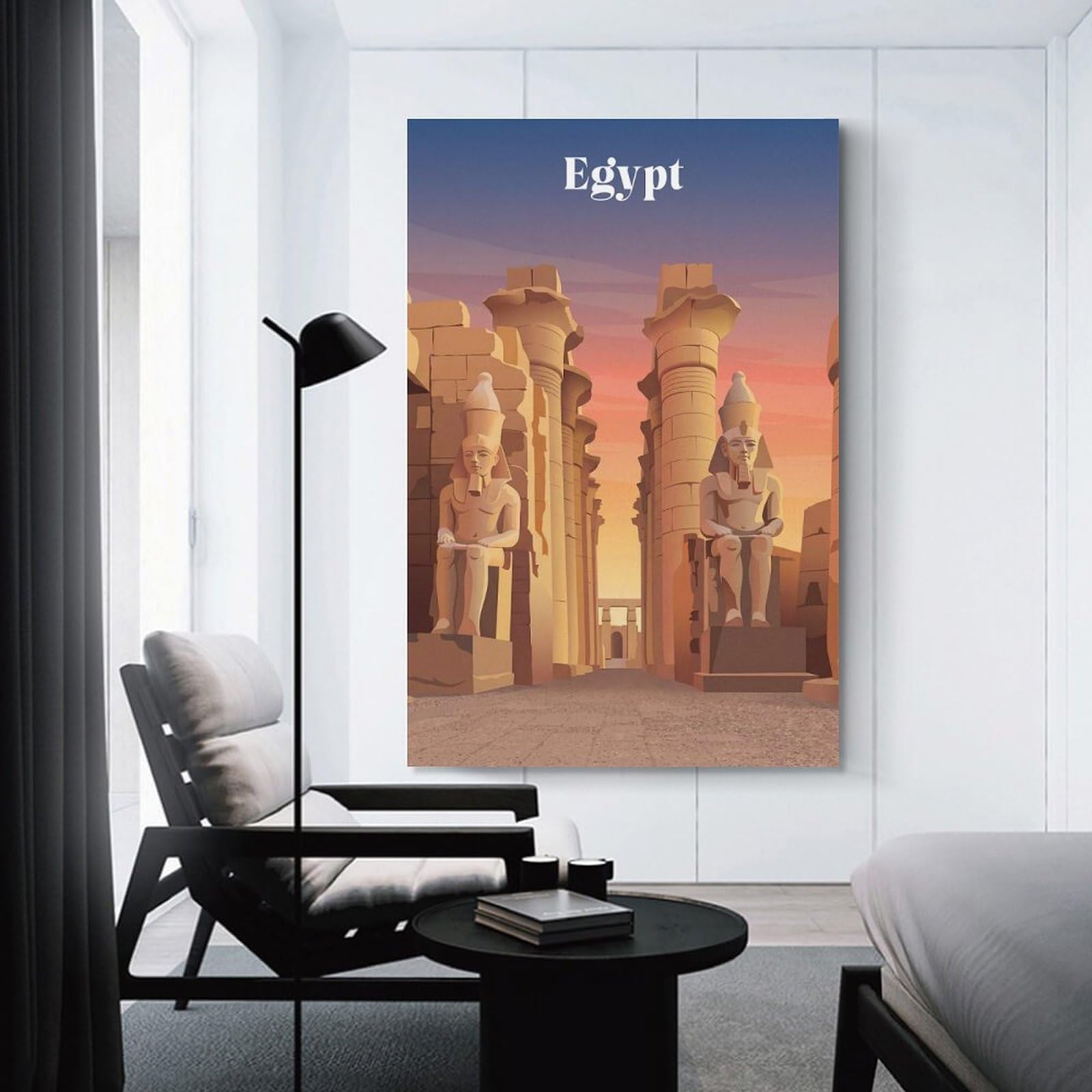 Junmoney Unframe-Style-22 Ancient Egyptian Temple At Sunset Home Decor Wall Art 20X30inch(50X75cm), For Bedroom, Guest Room Or Reading Nook, Decorative Wall Art For Cosy Rooms