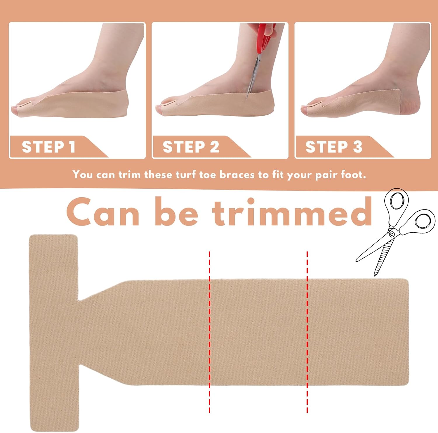 10Pcs of Turf Toe T-Straps - Moleskin Splints for Big Toe Injuries - Adhesive Toe Straighteners Turf Toe Wrap Elastic Tape - Image 6