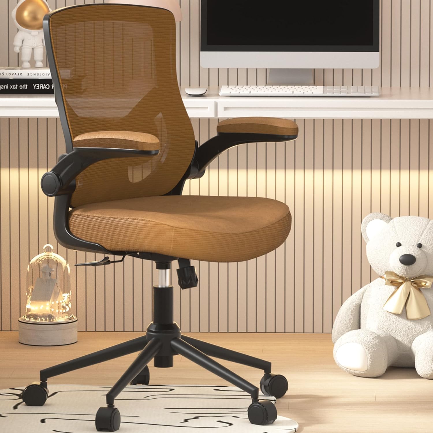 CYKOV Bürostuhl Ergonomisch, PC Stuhl mit Klappbaren Armlehnen & Lendenwirbelstütze, Schreibtisch Stuhl mit Hoher Rückenlehne, Ergonomischer Gaming Stuhl für für Homeoffice