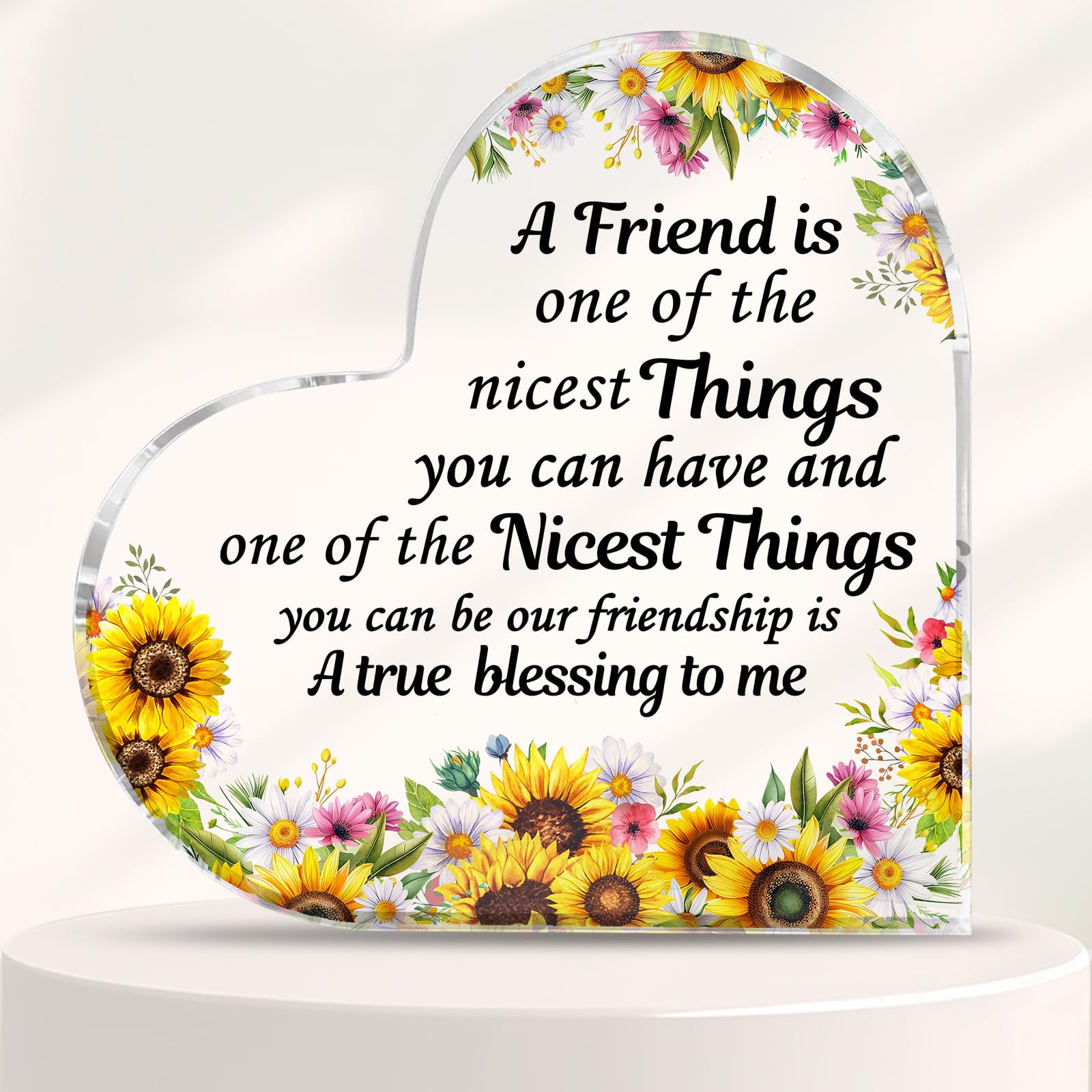 Yasrlvun Women's Friends-Sunflower Friendship Gifts For Sunflower Friend Plaque 4X4 Inch Thanksgiving Christmas Gifts For Friends, Best Friend Gift Friendships Acrylic Plaques