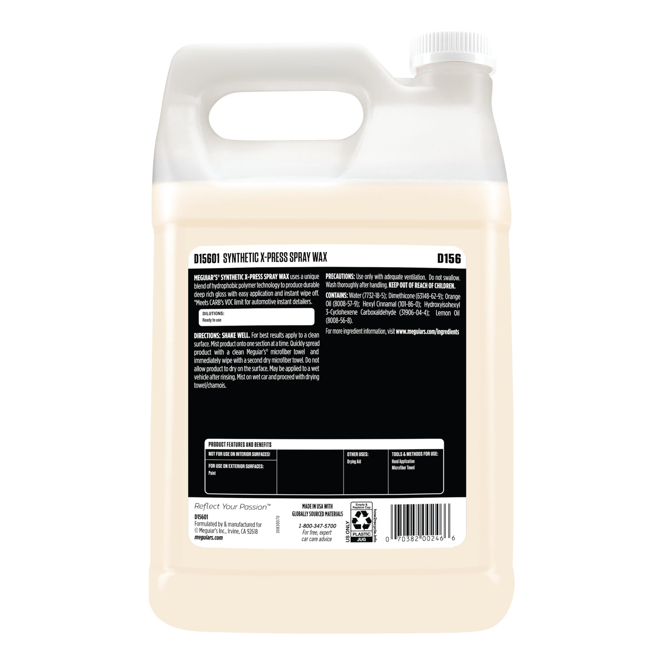 Amazon.com: Meguiar's D15601 Synthetic X-Press Spray Wax -1 Gallon