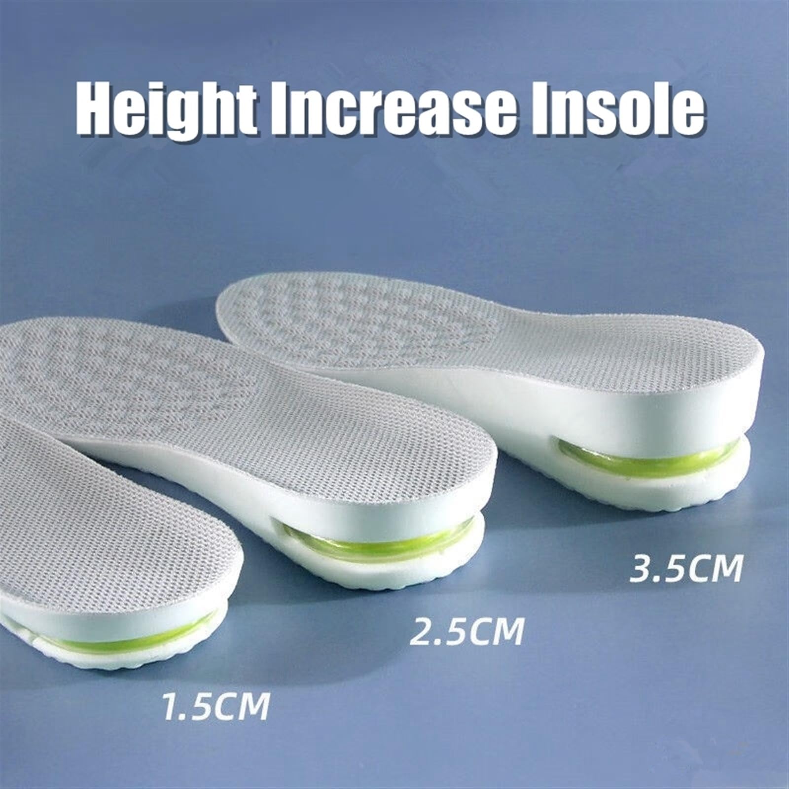 2 pares de plantillas for aumentar la altura los pies, cómodas for zapatos Plantar, almohadillas for deportivas que absorben golpes Para Zapatos(1.5cm-Gray,EU35-36)