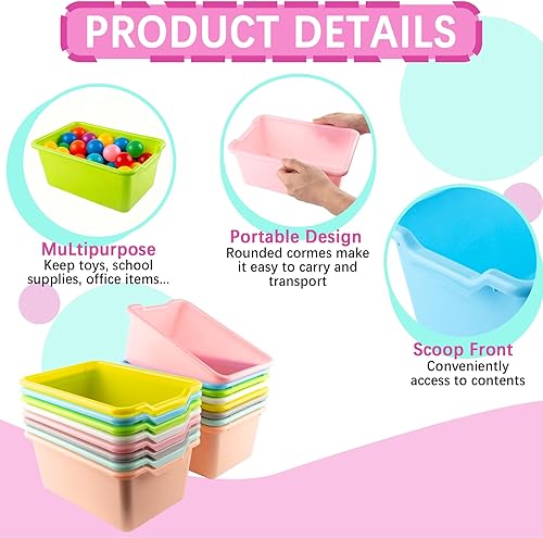 Miniatura 3 de 16 cubos de plástico a granel para organización del hogar, cubos apilables frontales para libros, contenedores de almacenamiento de juguetes,