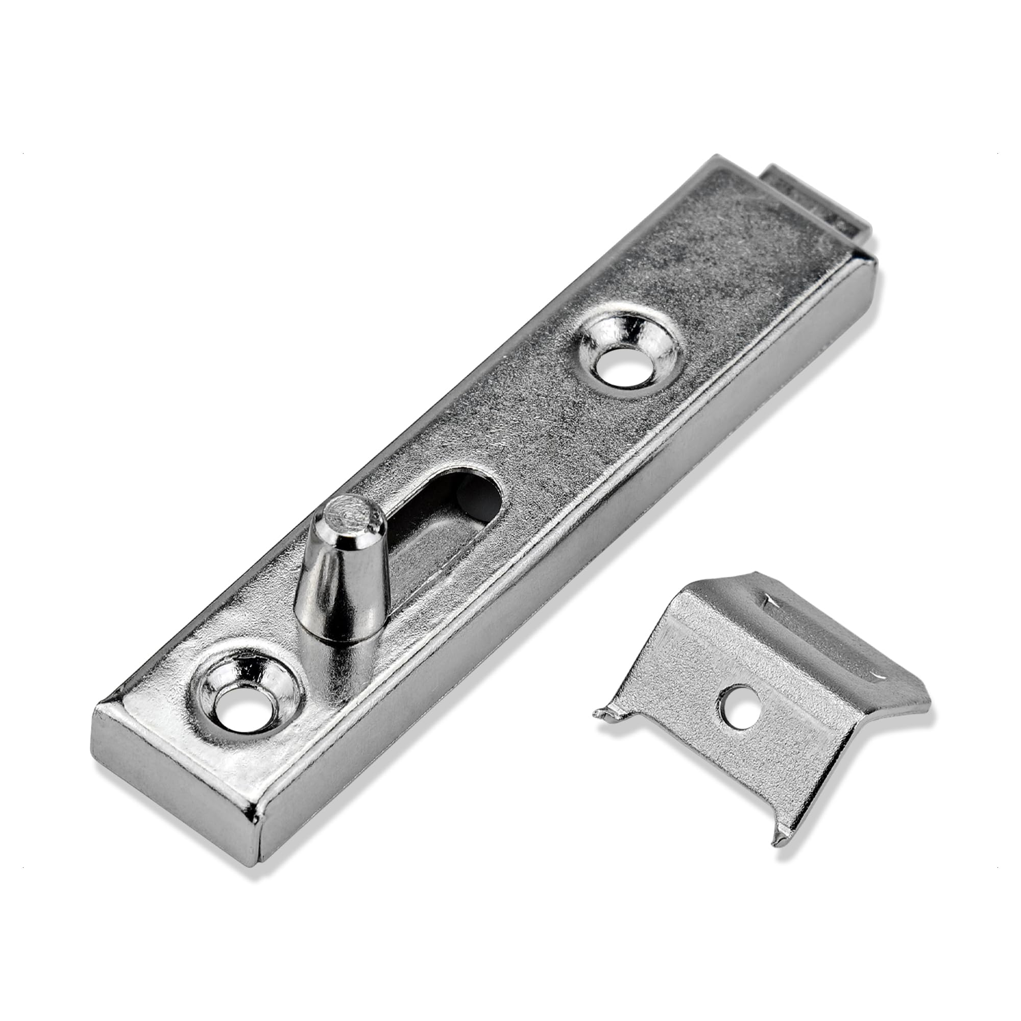 Mprofi Mt Galvanised Mprofi Mt® 1 Piece | Metal Sliding Bolt Latch 70 X 15Mm | Furniture Door Bolt | Cabinet Lock Bolt | Nickel Plated Door Latch With Strike Plate | Straight Barrel Bolt