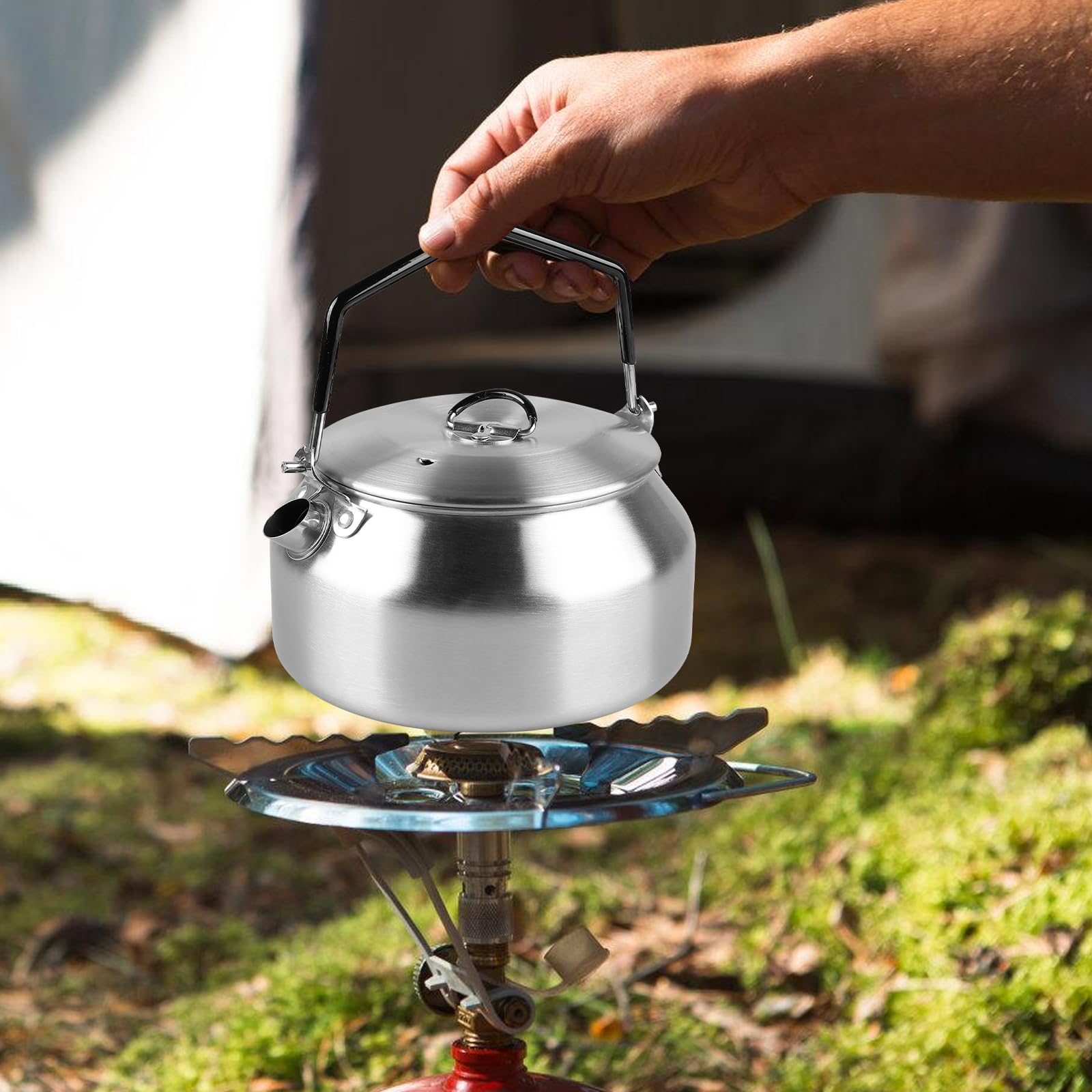 Bouilloire En Acier Inoxydable Voyage Théière Sifflante Sur Cuisinière Bouilloire En Acier Inoxydable Voyage Théière Sifflante Sur Cuisinière