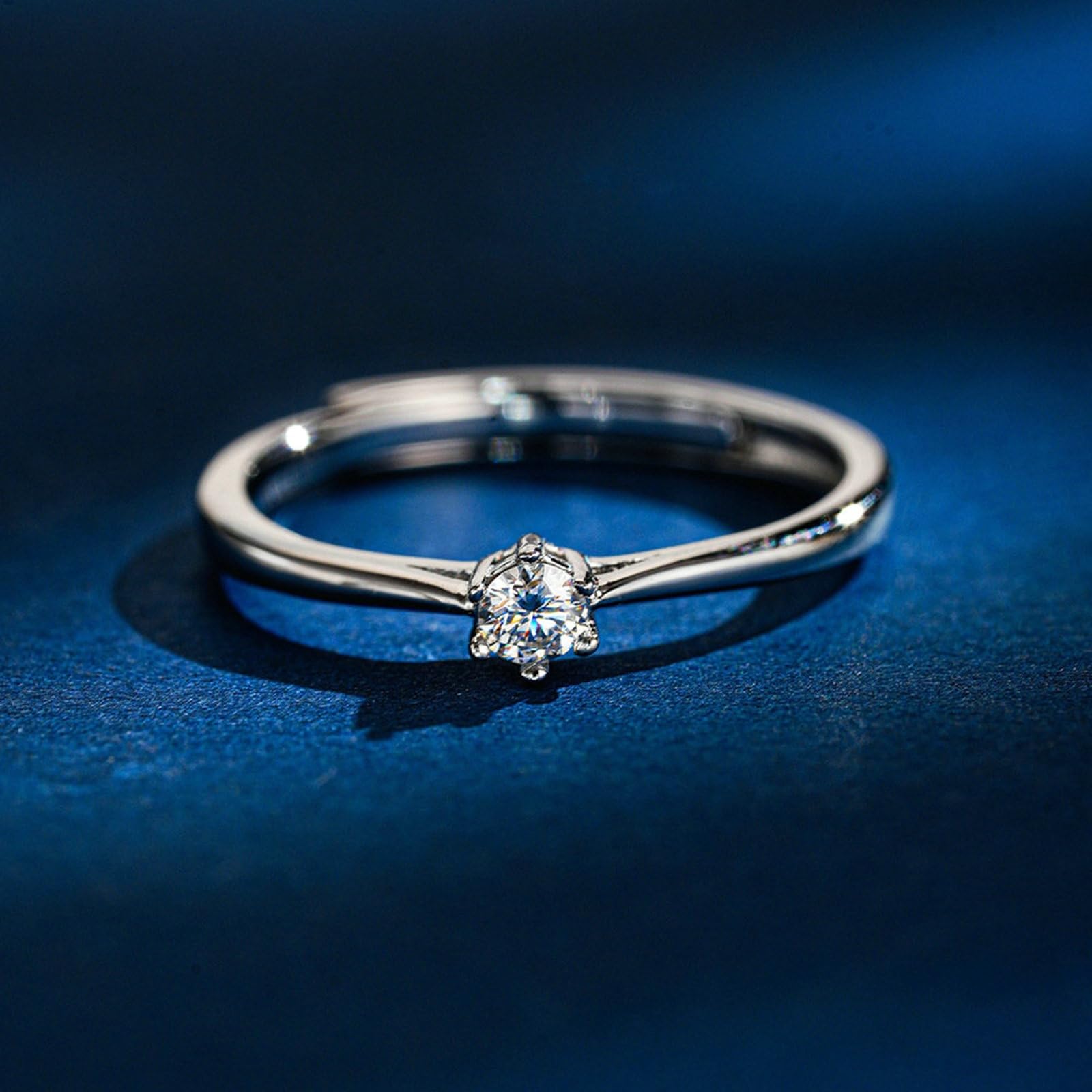 Anillo de oro para mujer, anillos de boda de oro auténtico solitario con diamante de 0,1 quilates cultivado en laboratorio, anillo de boda para mujeres