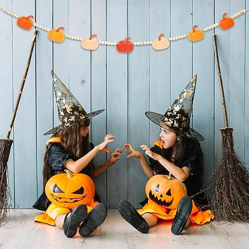 Miniatura 36 de Gistome Halloween Hanging Decorations Indoor - Felt Bat Wooden Beads Garland