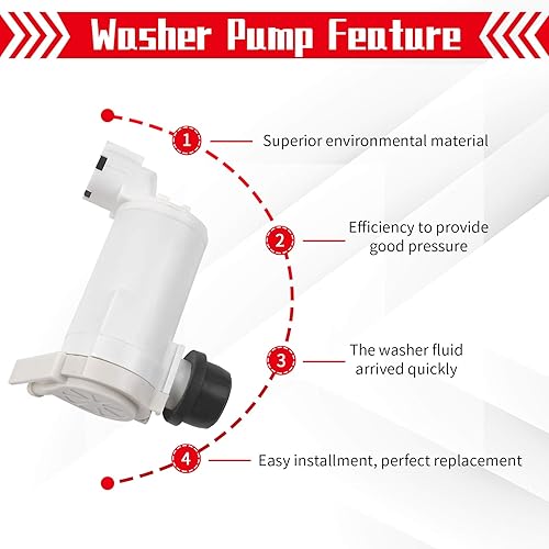 Miniatura 5 de OTUAYAUTO - Bomba de limpiaparabrisas – Repuesto para Nissan Pathfinder, Altima, Frontier, Maxima, Xterra | Infiniti FX35 FX45 Factory OE Style con