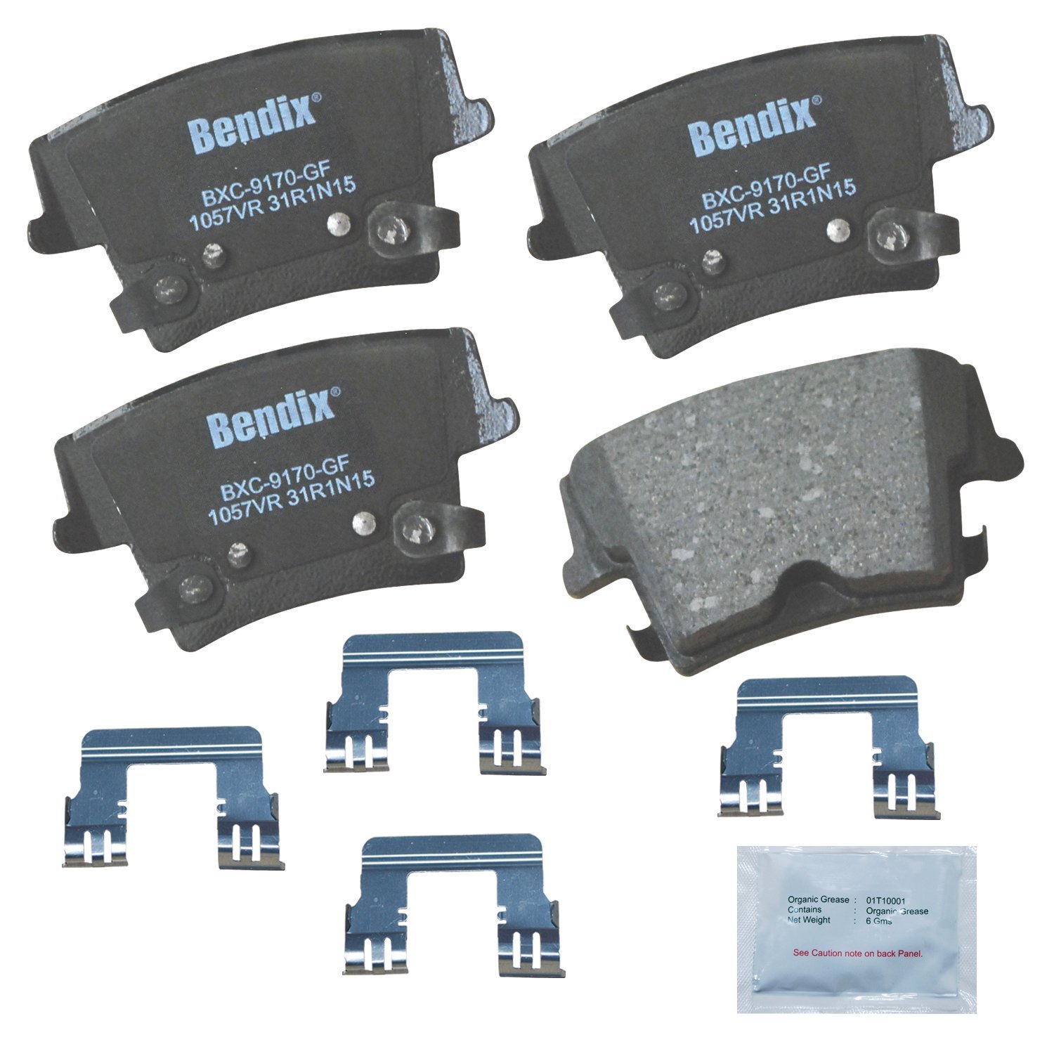 Bendix Priority1 CFC1057VR Ceramic Rear Brake Pads for Chrysler 300 2022-2005, Dodge Challenger 2022-2009, Charger 2022-2006, Magnum 2008-2005