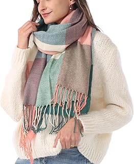 DiaryLook Plaid Warm Blanket Scarf for Winter, Long Ladies Scarves Check Soft, Wool Tartan Shawl Wraps for Women