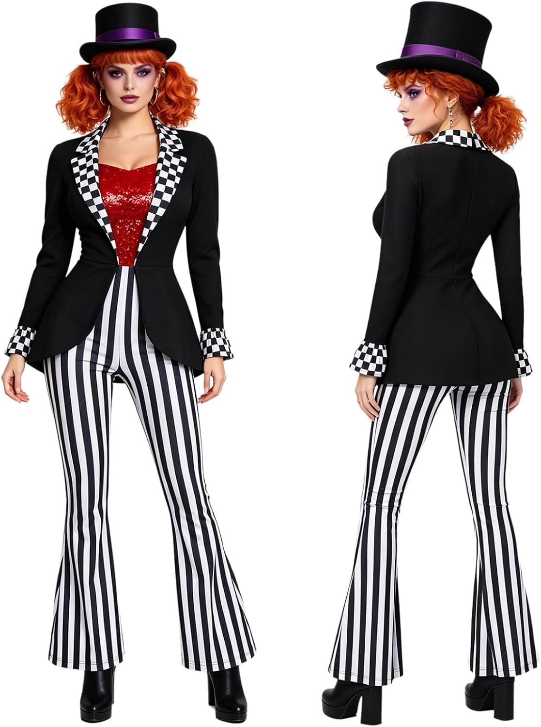 Freebily Long Sleeve Unitard for Women Circus Clown Costume